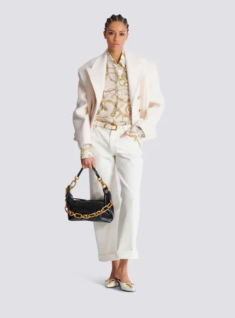 Balmain Chains desenli baskılı ipek gömlek