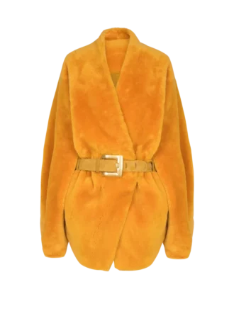 Kemerli shearling ceket