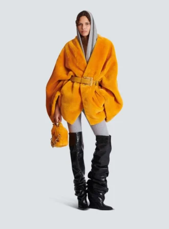 Kemerli shearling ceket