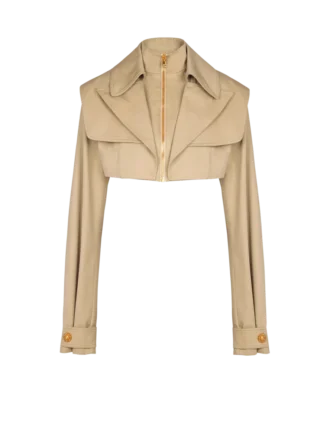 Kısa gabardin ceket