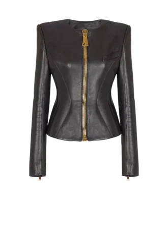 Kısa peplum kuzu derisi ceket Kısa peplum kuzu derisi ceket