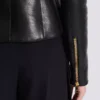Kısa peplum kuzu derisi ceket