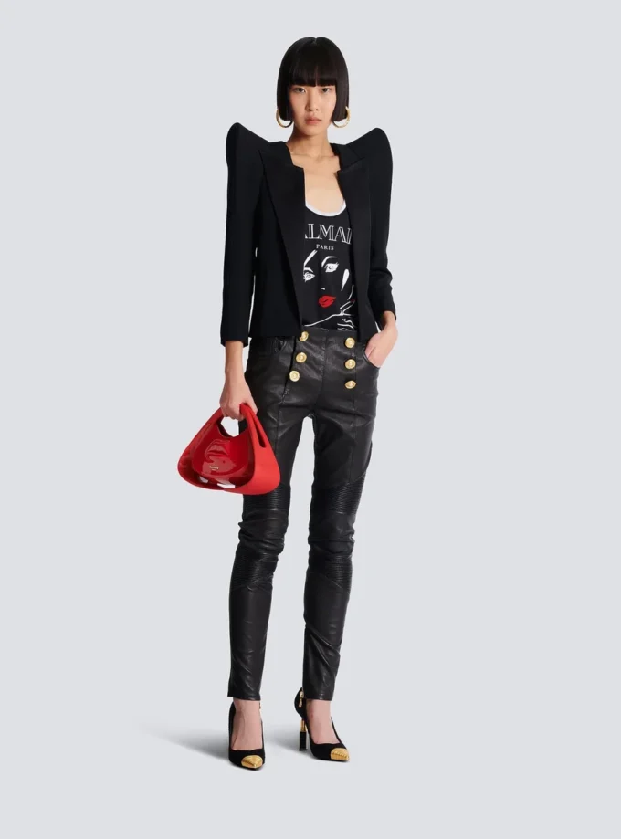 Kuzu derisi slim fit motorcu pantolonu Kuzu derisi slim fit motorcu pantolonu