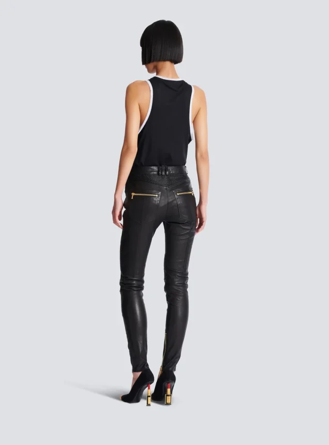Kuzu derisi slim fit motorcu pantolonu Kuzu derisi slim fit motorcu pantolonu