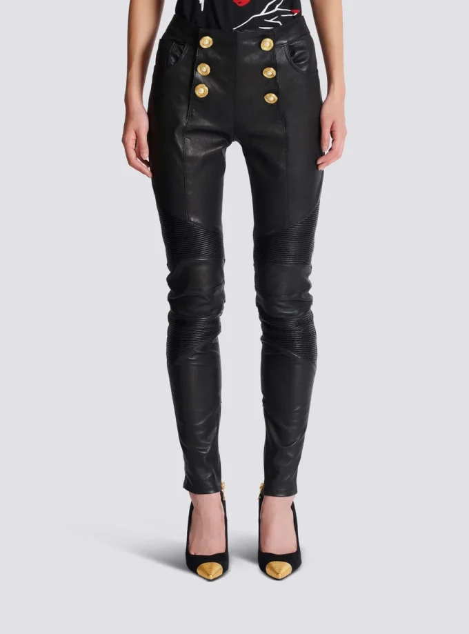 Kuzu derisi slim fit motorcu pantolonu Kuzu derisi slim fit motorcu pantolonu