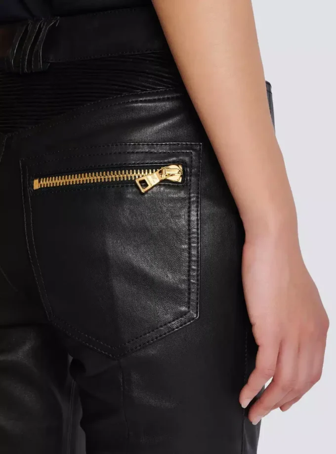 Kuzu derisi slim fit motorcu pantolonu Kuzu derisi slim fit motorcu pantolonu
