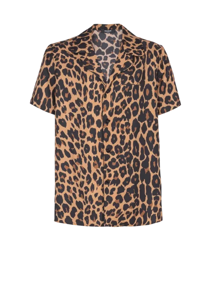 Leopar desenli ipek pijama gömleği Leopar desenli ipek pijama gömleği