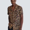 Leopar desenli ipek pijama gömleği Leopar desenli ipek pijama gömleği
