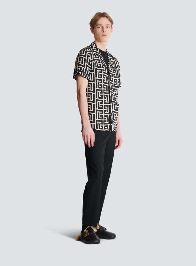 Monogram baskılı pijama gömlek Monogram baskılı pijama gömlek