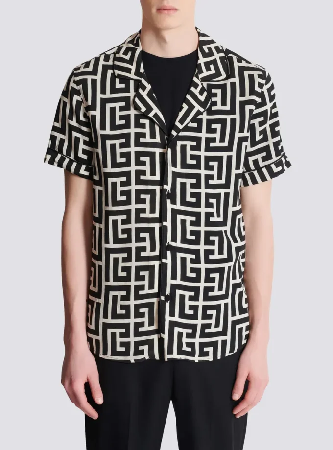 Monogram baskılı pijama gömlek Monogram baskılı pijama gömlek