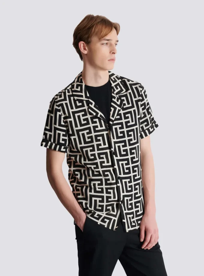 Monogram baskılı pijama gömlek Monogram baskılı pijama gömlek