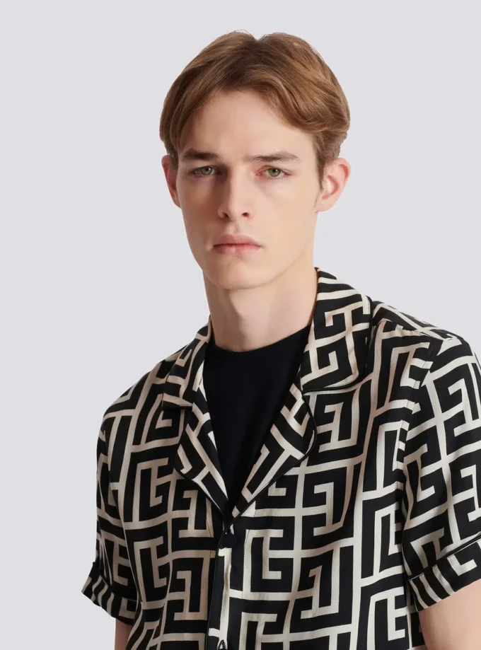 Monogram baskılı pijama gömlek Monogram baskılı pijama gömlek
