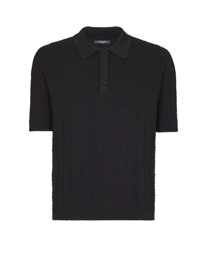 Monogram örgü polo gömlek