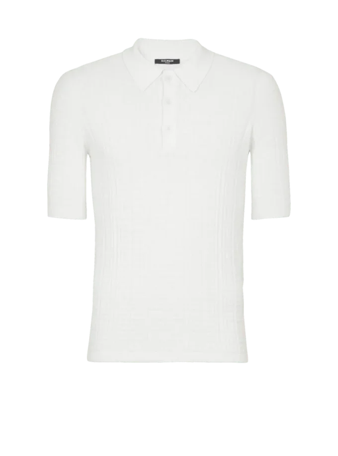 Monogram örgü polo gömlek