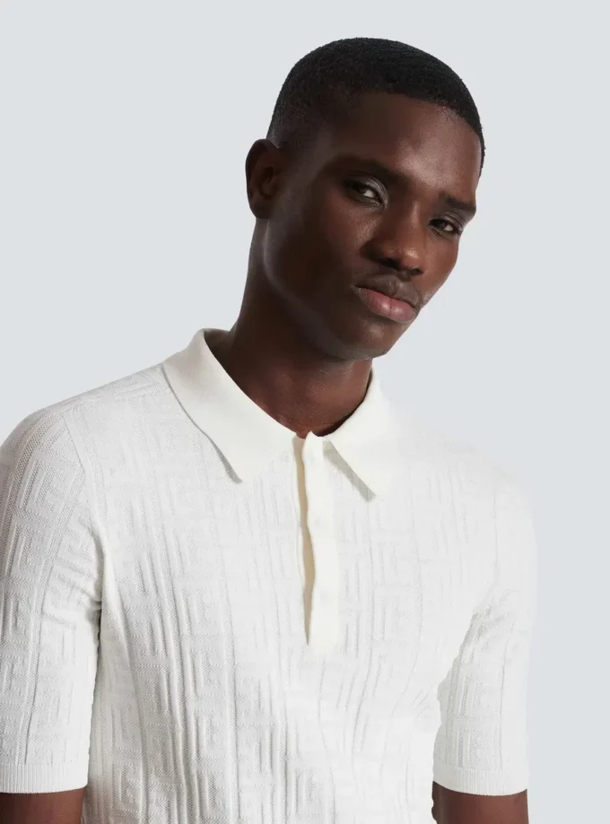 Monogram örgü polo gömlek