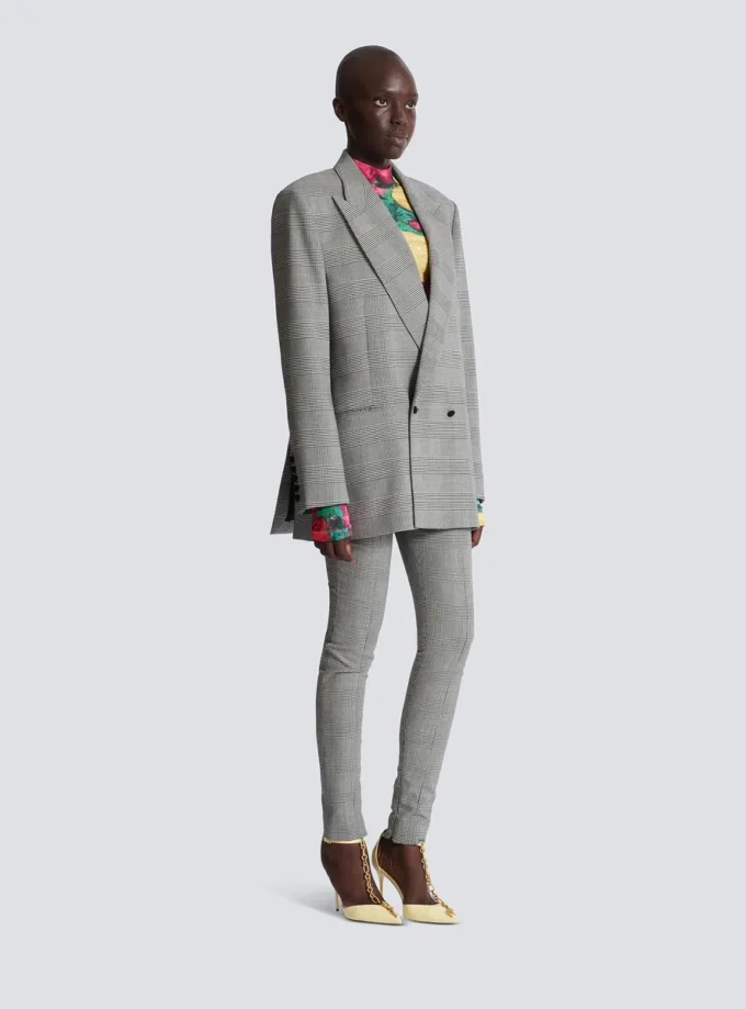 Prens of Wales jakarlı oversize ceket
