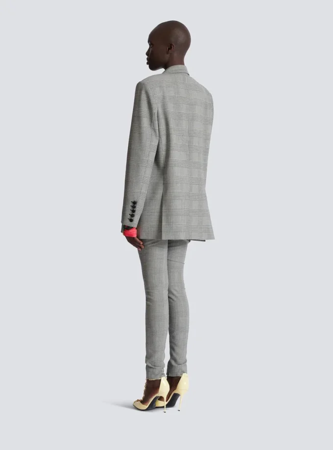 Prens of Wales jakarlı oversize ceket