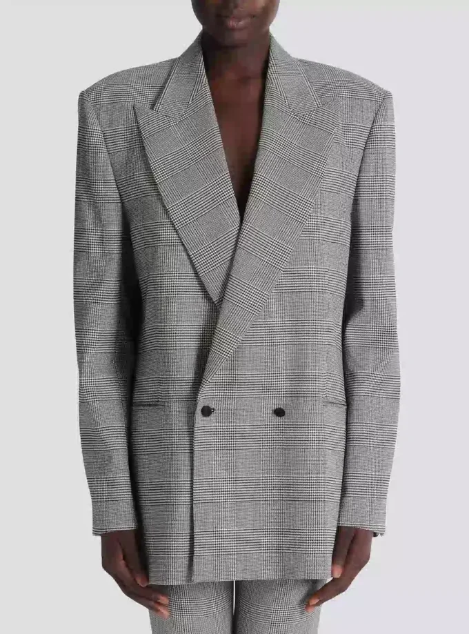Prens of Wales jakarlı oversize ceket