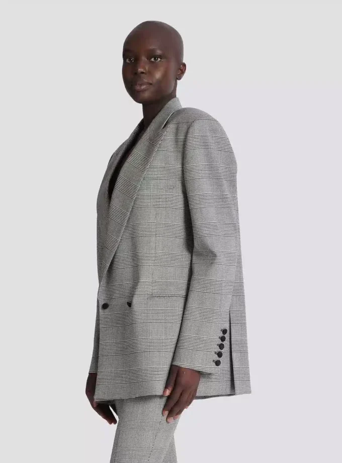 Prens of Wales jakarlı oversize ceket