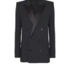 Saten yakalı Grain de poudre blazer