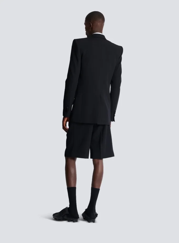 Saten yakalı Grain de poudre blazer