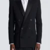 Saten yakalı Grain de poudre blazer