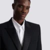 Saten yakalı Grain de poudre blazer