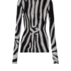 Zebra desenli kadife bodycon üst